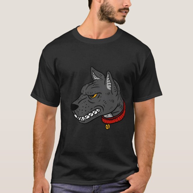 Angry Dog. Pitbull Illustration. T-Shirt (Front)