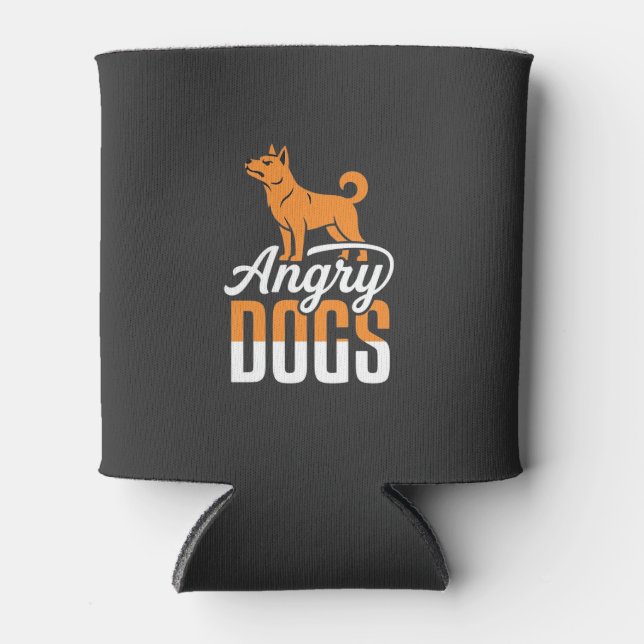 Angry Dogs Vector Mascot Can Cooler (Front)