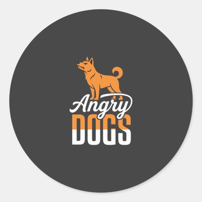Angry Dogs Vector Mascot Classic Round Sticker (Front)