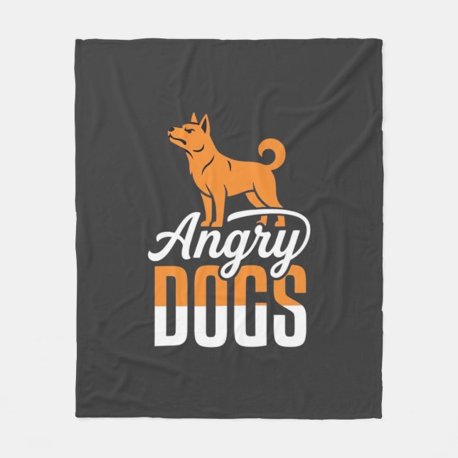 Angry Dogs Vector Mascot Fleece Blanket (Front)