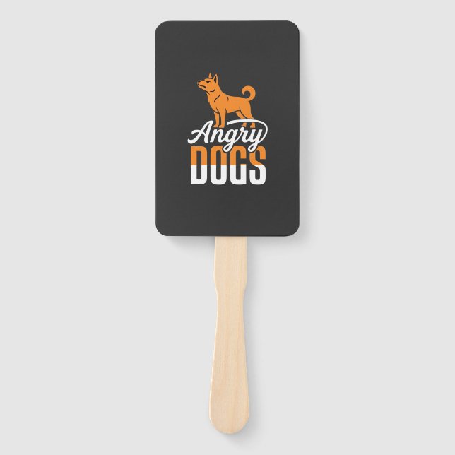 Angry Dogs Vector Mascot Hand Fan (Front)