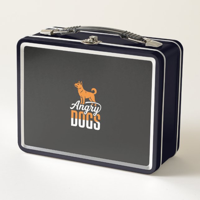 Angry Dogs Vector Mascot Metal Lunch Box (Front)