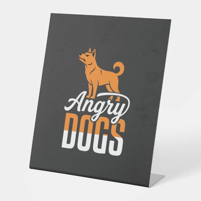 Angry Dogs Vector Mascot Pedestal Sign (Front)