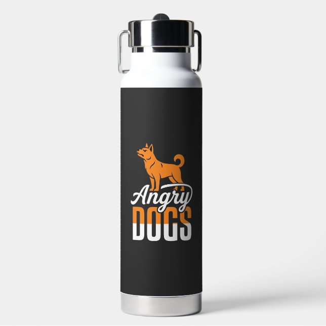 Angry Dogs Vector Mascot Water Bottle (Front)