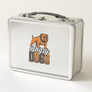 Angry Dogs Vintage Bulldog Typography Design_1 Metal Lunch Box