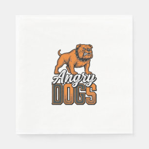 Angry Dogs Vintage Bulldog Typography Design_1 Napkin