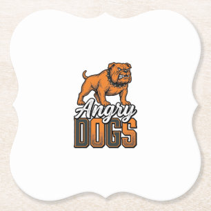 Angry Dogs Vintage Bulldog Typography Design_1 Paper Coaster