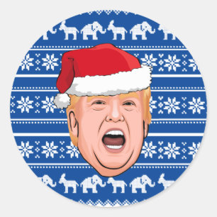 Angry Donald Trump Christmas Classic Round Sticker