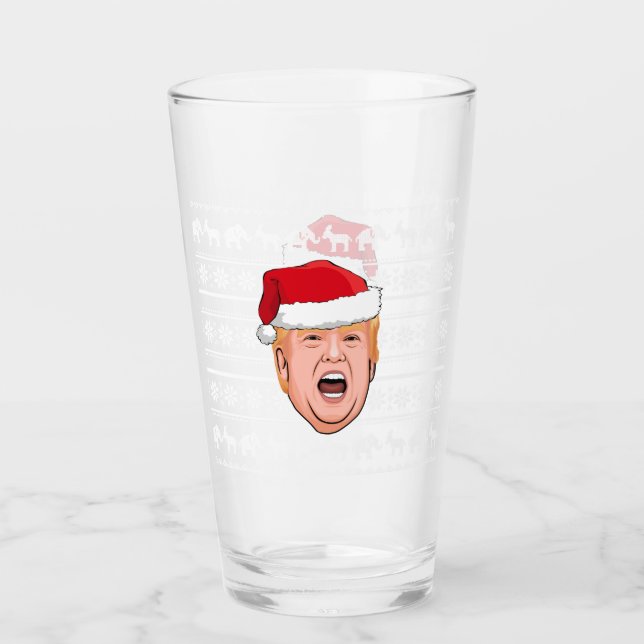 Angry Donald Trump Christmas Glass (Front)