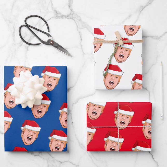 Angry Donald Trump Christmas Wrapping Paper Sheet (Front)