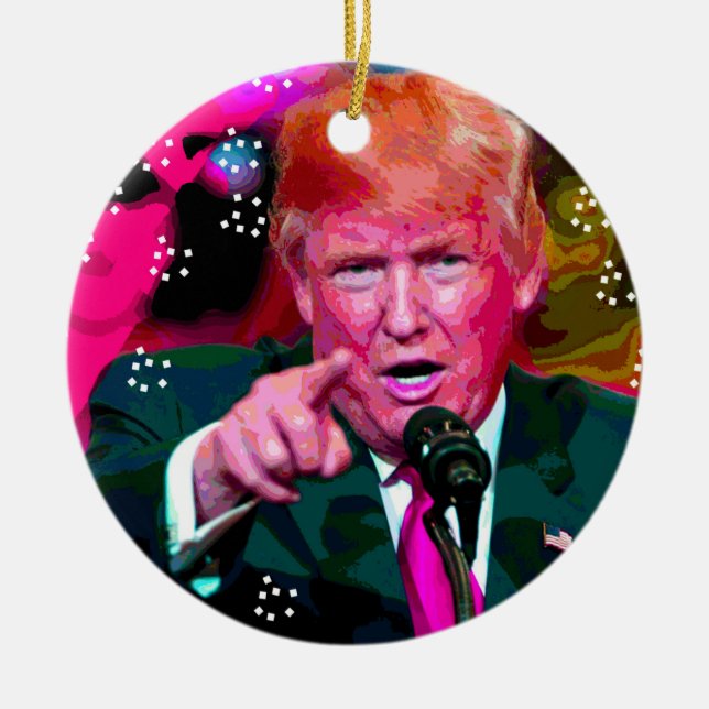 Angry Donald Trump "Fake News" Christmas Ornament (Front)