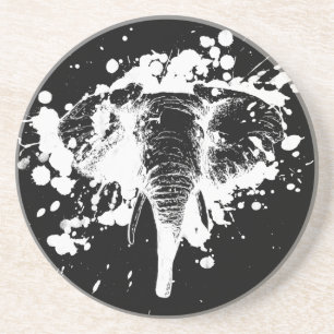 Angry Elephant in White Coaster