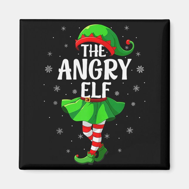 Angry Elf Christmas Girls Women Elf Squad Xmas Fam Magnet (Front)