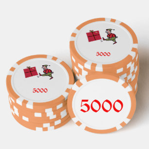 Angry Elf orange 5000 striped poker chip
