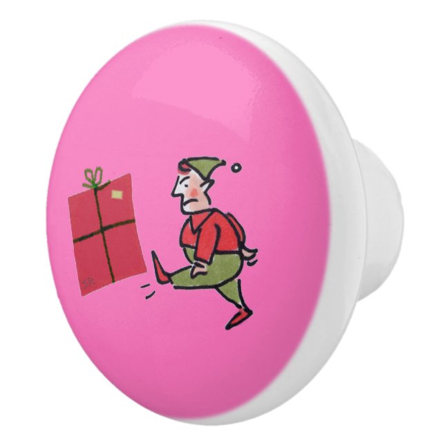 Angry Elf pink ceramic knob (Right)