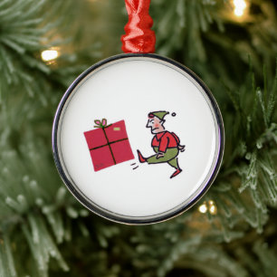 Angry Elf round premium ornament