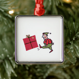 Angry Elf square premium ornament
