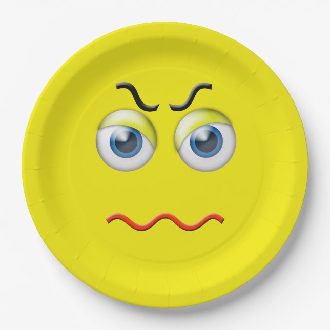 Angry Emoji Paper Plate (Front)