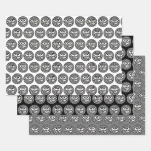 Angry Emoticon Face Tiled Pattern Wrapping Paper Sheet
