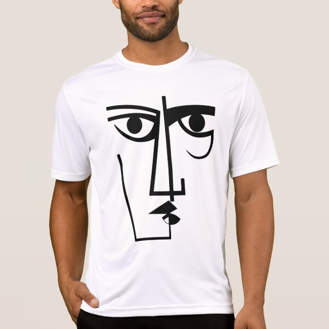 Angry Eyes Expression  Abstract Woman Face Line Ar T-Shirt (Front)