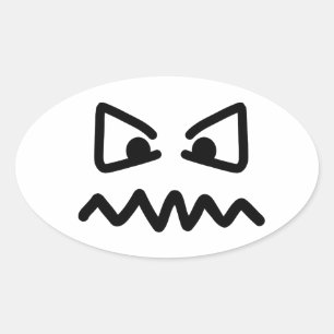 Angry eyes face oval sticker