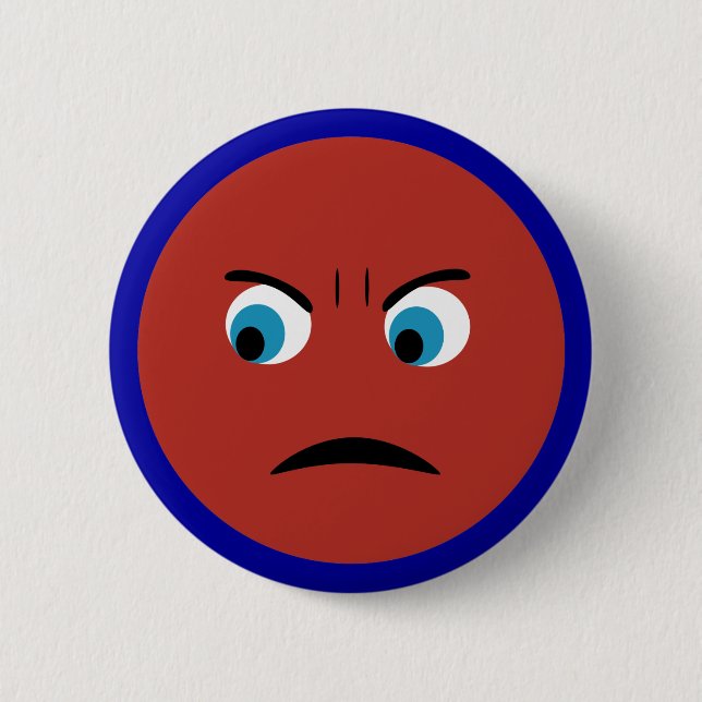 Angry Face 6 Cm Round Badge (Front)