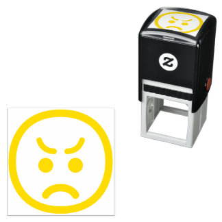 Angry Face Cute Adorable Minimalist Line Art Emoji Self-inking Stamp