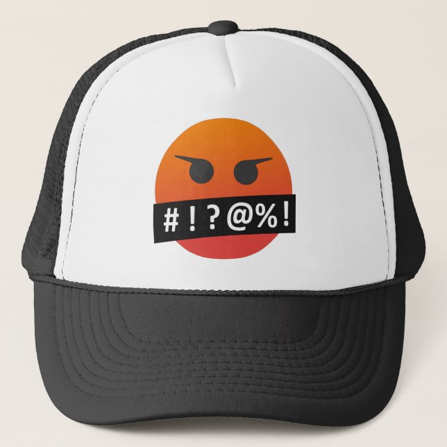 Angry Face Emoji Trucker Hat (Front)