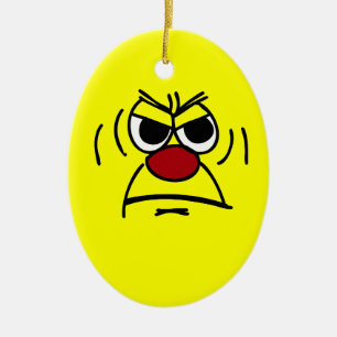 Angry Face Grumpey Ceramic Tree Decoration