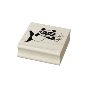 Angry Face Panda cheer up Rubber Stamp