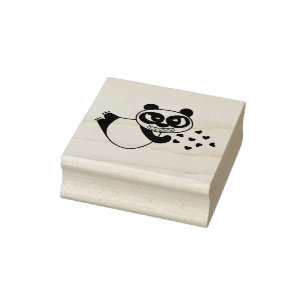 Angry Face Panda kiss kiss Rubber Stamp