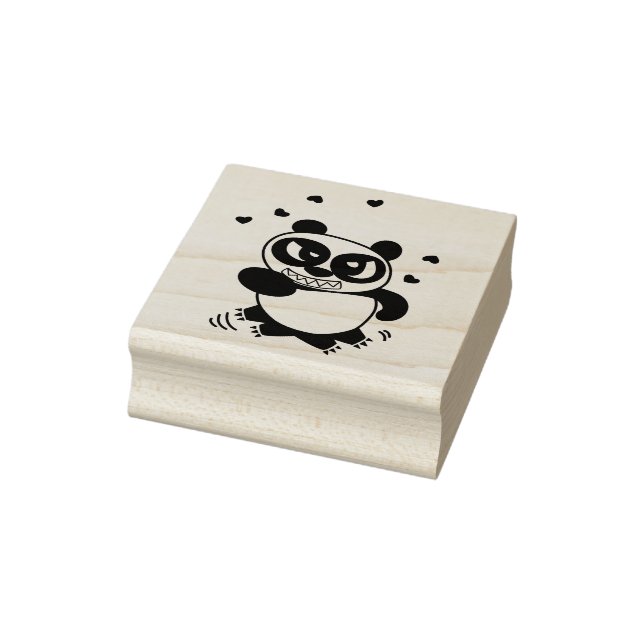Angry Face Panda run for love Rubber Stamp (Stamp)