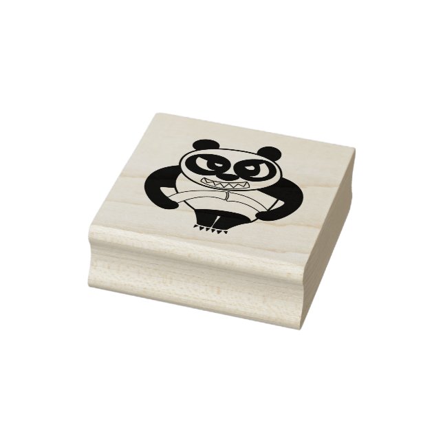 Angry Face Panda Work Out Rubber Stamp (Stamp)