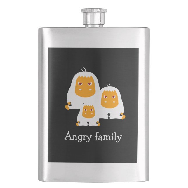 Angry family Monkeys design T-Shirt Bath Mat Hip Flask (Front)