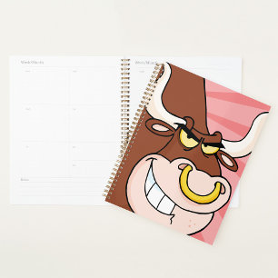 Angry Fierce Bull Mascot with Nose Ring  Planner