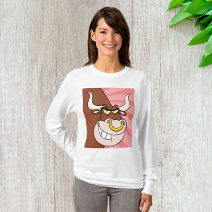 Angry Fierce Bull Mascot with Nose Ring  T-Shirt