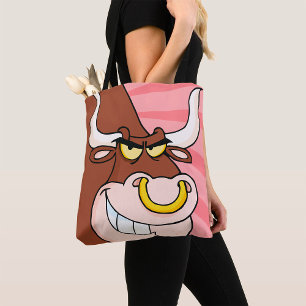 Angry Fierce Bull Mascot with Nose Ring  Tote Bag
