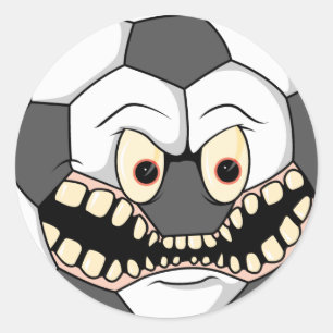 angry fierce soccer ball classic round sticker