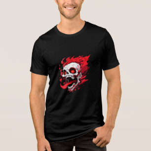 Angry Flaming Skull T-Shirt Tri-Blend Shirt