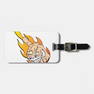 Angry Flamming Baseball Luggage Tag