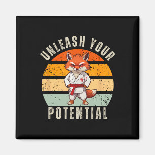 Angry Fox Japanese Self Defence Karate Retro  Magnet