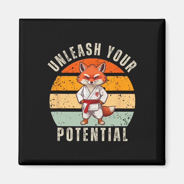 Angry Fox Japanese Self Defence Karate Retro  Magnet (Front)
