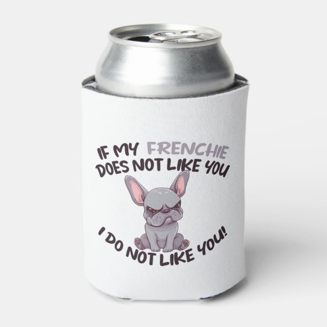 Angry Frenchie (Grey) - Unique Design   Can Cooler (Can Front)