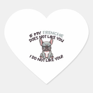 Angry Frenchie (Merle) - Unique Design Heart Sticker