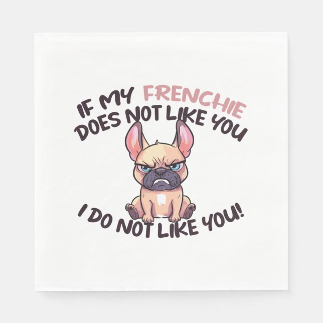 Angry Frenchie (Tan) - Unique Design   Napkin (Front)