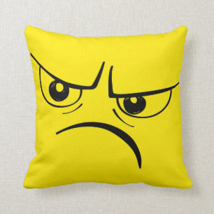 Angry Frown Yellow Face Cushion