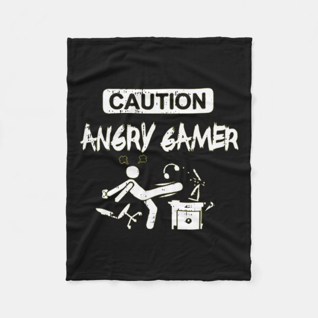 Angry Gamer Computer Funny Video Game Gift  Fleece Blanket (Front)