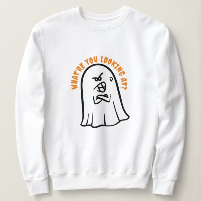 Angry Ghost Hoodie - 'Whatre You Looking At' Gift (Design Front)