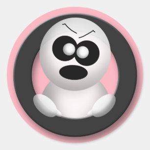 Angry Ghost - Pink Halloween Stickers
