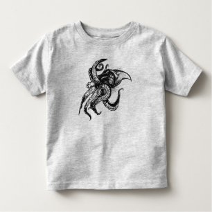 Angry Giant Squid in Black Toddler T-Shirt